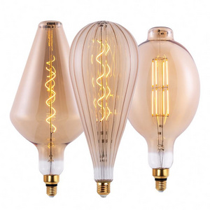 Decorative Light Bulbs Vintage Big size 4W 6W 8W E26 E27 E40 G200 G380 Dim Large Oversize led curved Huge Edison filament bulb