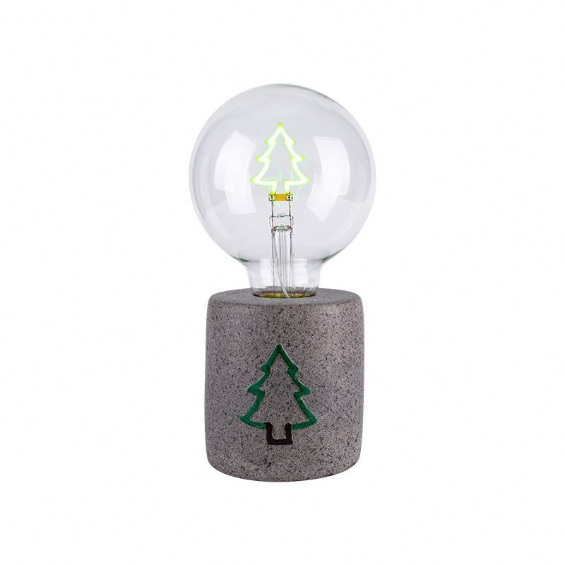 Decoration light bulbs customized green tree red heart E27 socket lamp holder base cartoon led filament bulb table lamp