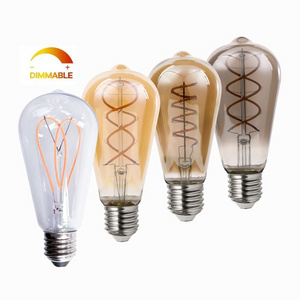 decorate dimmable 4W Antique Vintage Style spiral soft ST64 LED Edison Bulb Amber Warm white e27 e26  retro Filament Light Bulbs