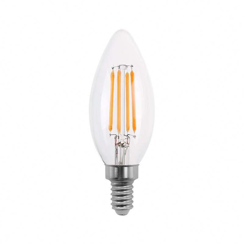 ISW Dimmable 4W Candelabra LED Clear Frosted Amber Glass bulb Candle Shape C35 Filament Chandelier Light Bulb