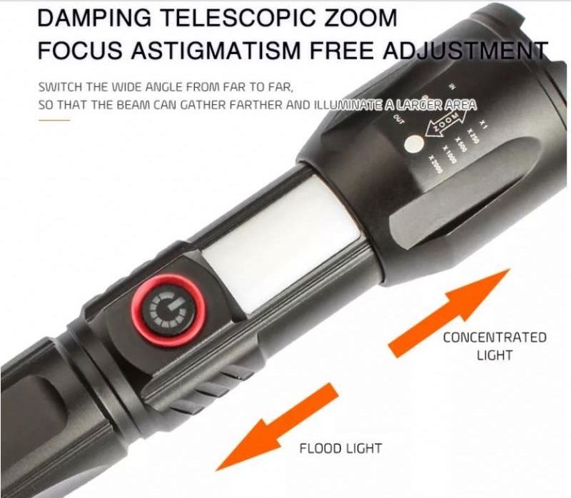 Newest Outdoor rechargeable ultra-bright long-range white laser zoomable multifunctional flashlight with power bank and magnet