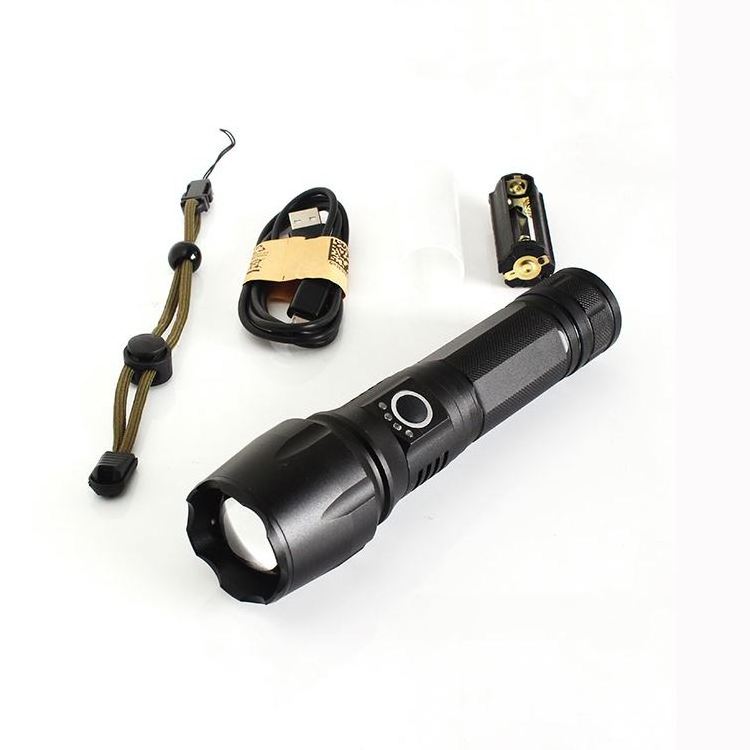 New Model Bright Light XHP50 Aluminum Telescopic Torch  Power Display USB Charging LED Flashlight