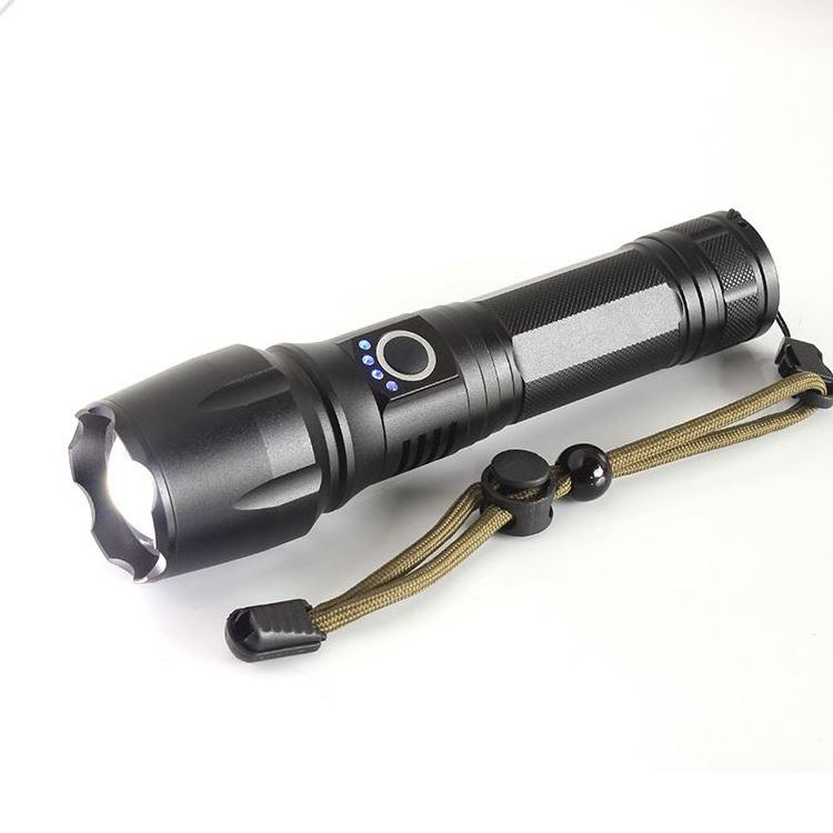 New Model Bright Light XHP50 Aluminum Telescopic Torch  Power Display USB Charging LED Flashlight