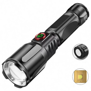 Newest Outdoor rechargeable ultra-bright long-range white laser zoomable multifunctional flashlight with power bank and magnet