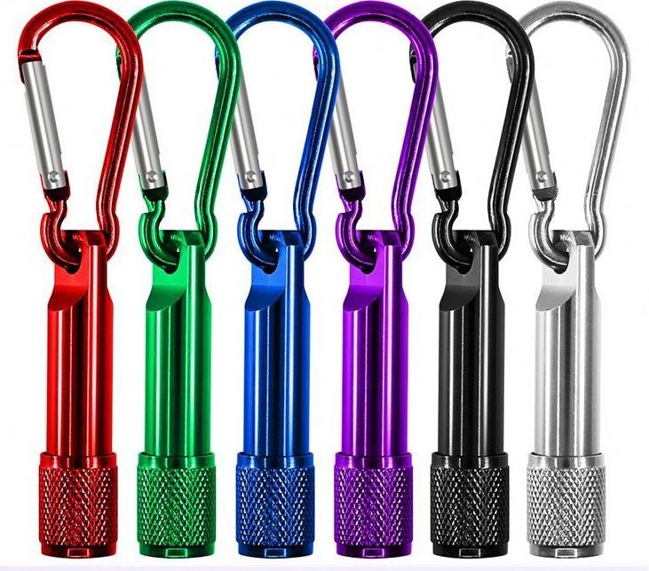 wholesale factory supply promotional keychains carabiner cheap mini flashlight keychain bulk