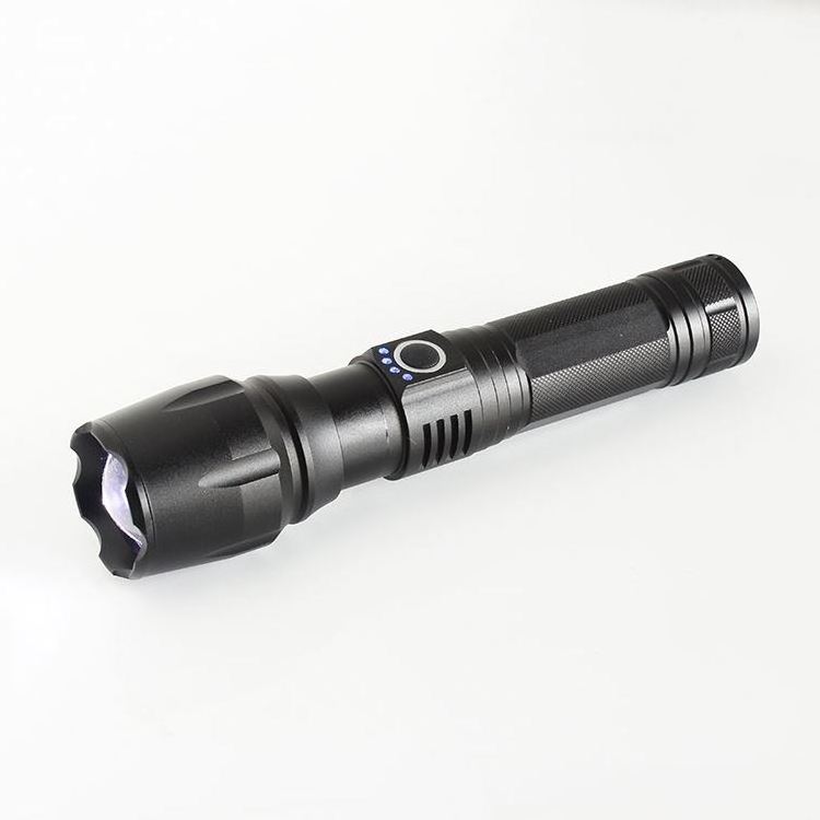 New Model Bright Light XHP50 Aluminum Telescopic Torch  Power Display USB Charging LED Flashlight