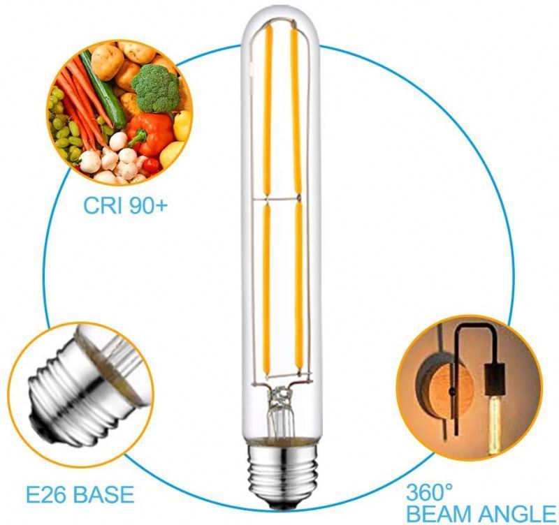 Decoration warm light 110V Tubular Light lamp Bulb Dimmable 4W 6W Medium Base E26 T30 T10 Edison Bulbs Led Filament Bulb