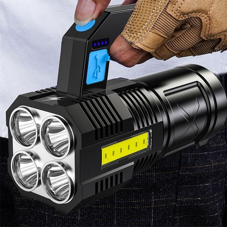 LED Searchlight USB Rechargeable Lanterna 4 Modes Flashlight For Camping Hiking Fishing Emergency With Power Display