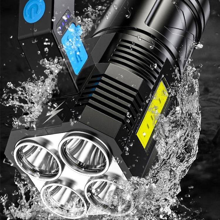 LED Searchlight USB Rechargeable Lanterna 4 Modes Flashlight For Camping Hiking Fishing Emergency With Power Display