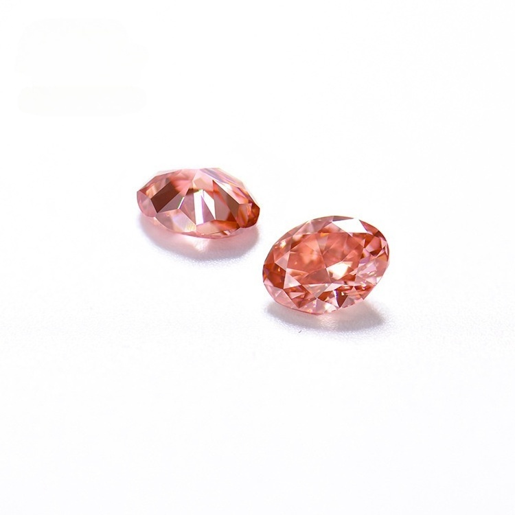 Wholesale Synthetic Diamond VS2 Fancy VIVID Pink 1-4CT Oval Cut Loose Lab Grown Coloured Diamonds