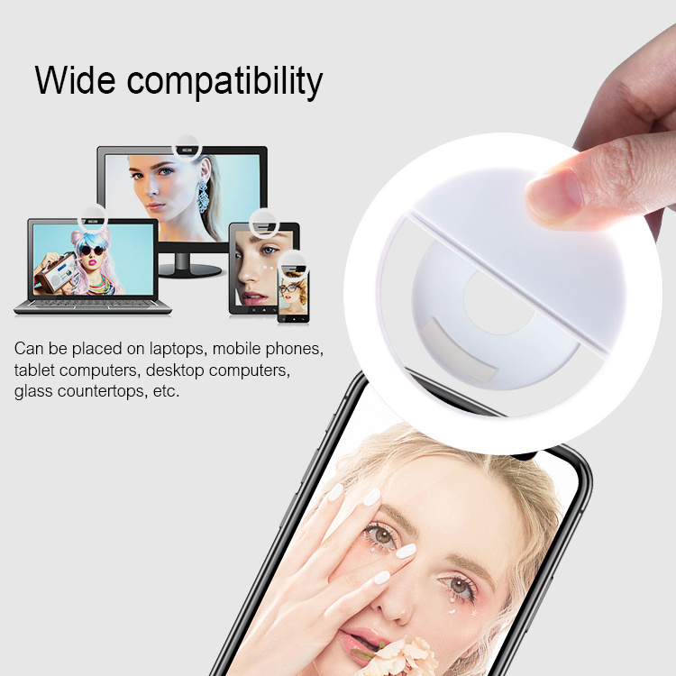 Portable Selfie Flash LED Clip-on Mobile Phone Selfie Light for Night Makeup Camera Fill Enhancing Fill Light Self-timer Lamp