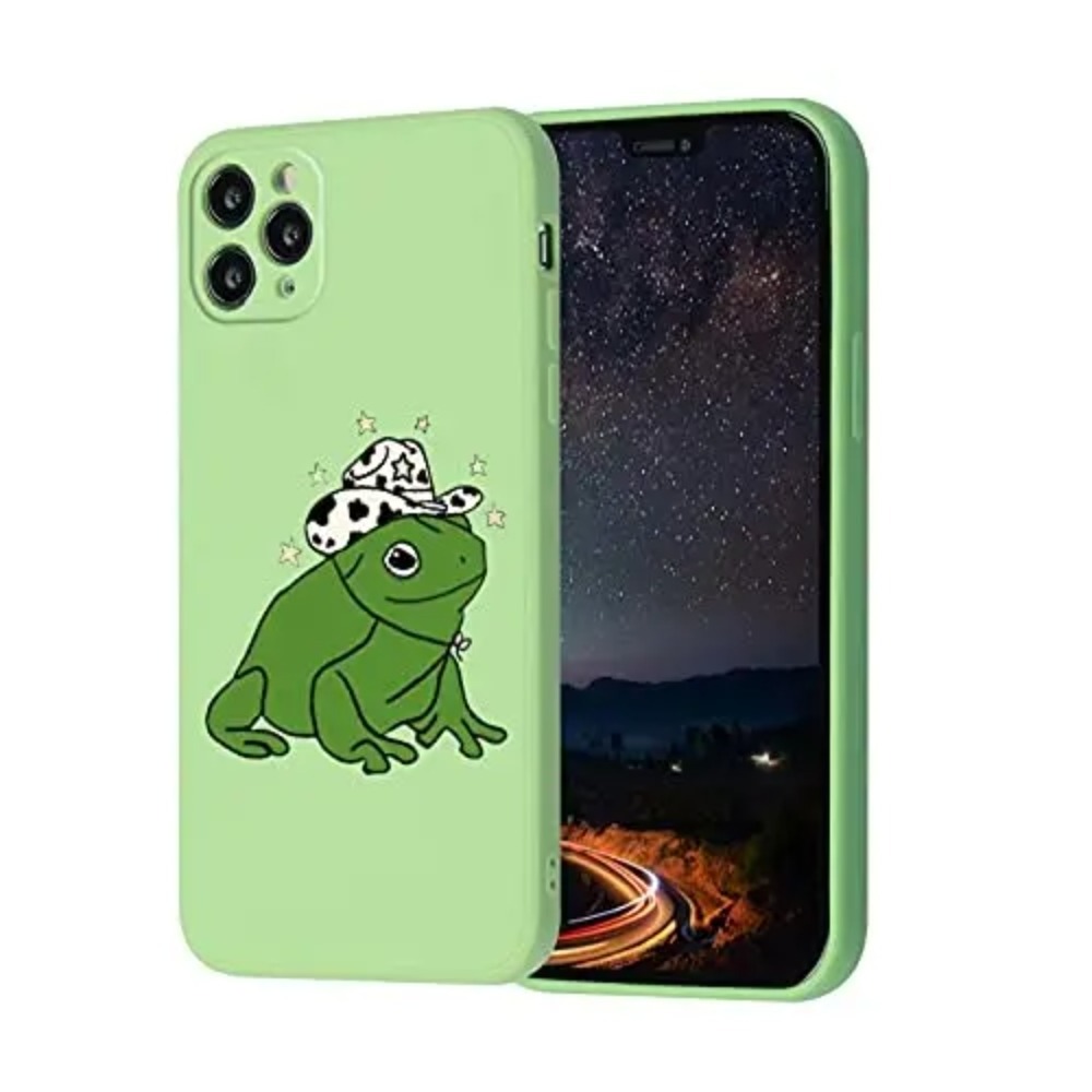 Cute Frog Mushroom Hat Kawaii Cool Design for Girls Women Kids Cases Soft Slim Bumper for iPhone 11 12 13 14 Pro Phone Case