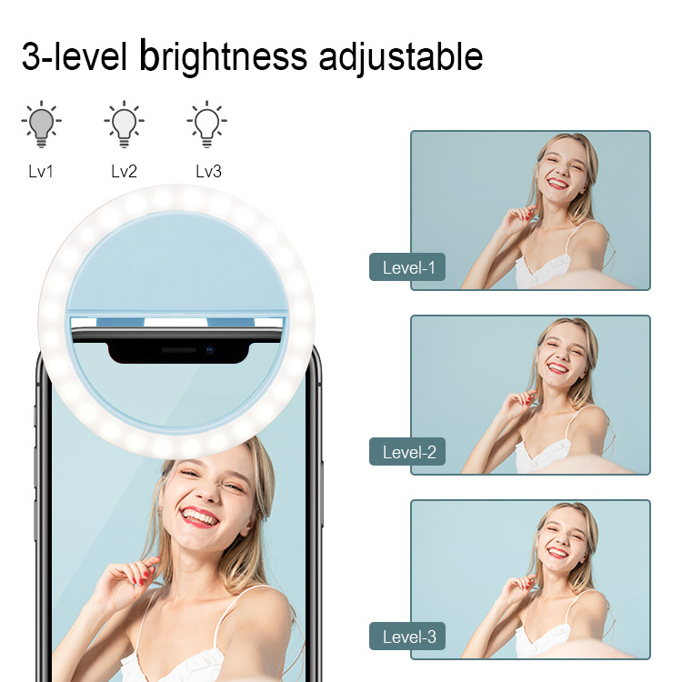 Portable Selfie Flash LED Clip-on Mobile Phone Selfie Light for Night Makeup Camera Fill Enhancing Fill Light Self-timer Lamp