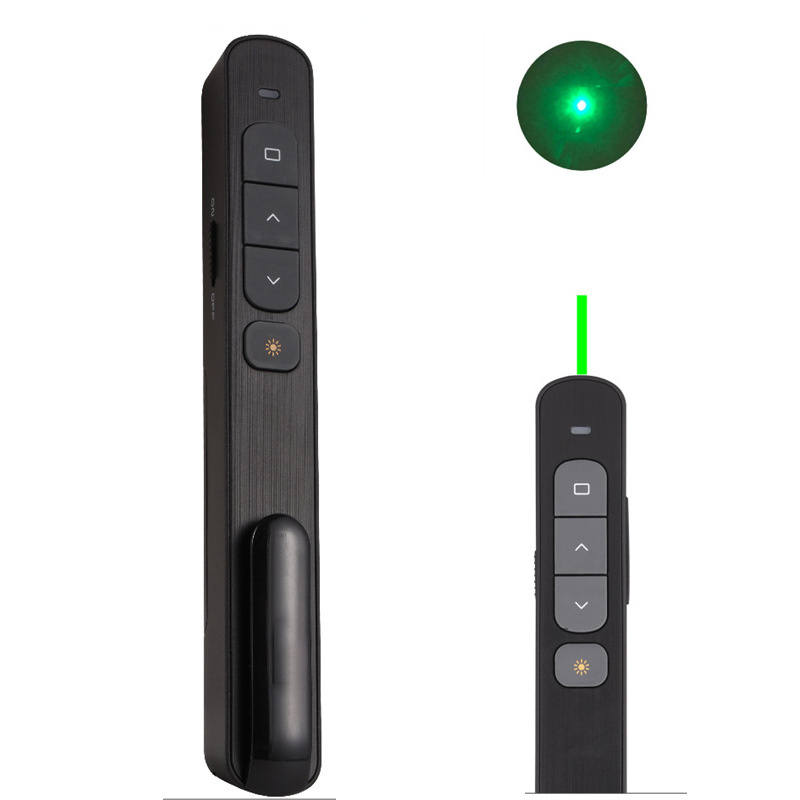 Popular 2.4GHz Wireless Presentation Clicker Green Laser Pointer for Mac/Win/Computer/Laptop