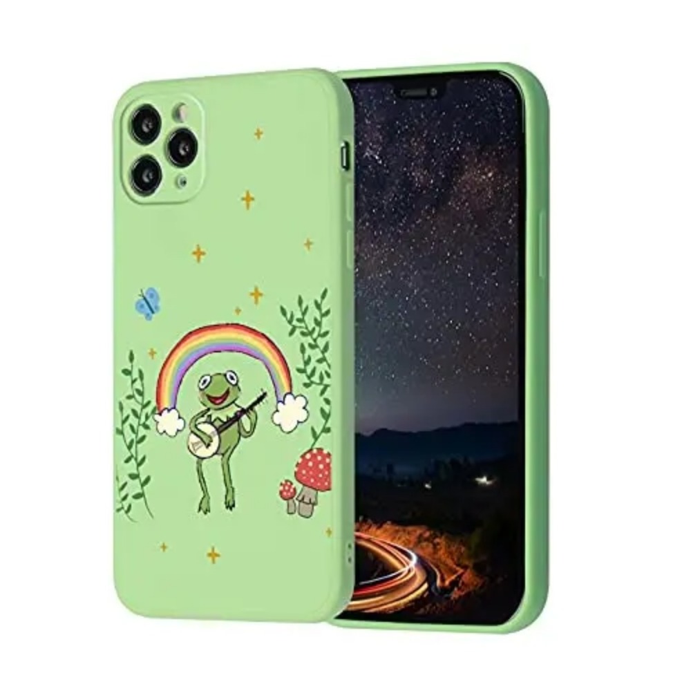 Cute Frog Mushroom Hat Kawaii Cool Design for Girls Women Kids Cases Soft Slim Bumper for iPhone 11 12 13 14 Pro Phone Case