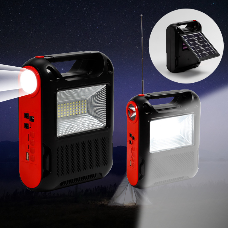 Wireless Portable Led Flashlight Solar Panels Charging Speakers Multi function FM Radio blue tooth Power Banks Solar Speaker