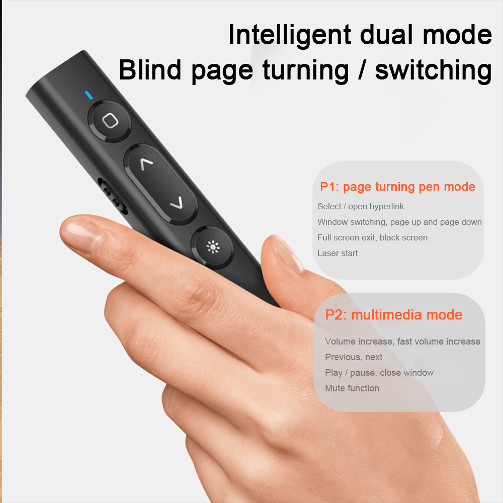 Light Weight Dual Mode Laser Pointer 2.4GHz Remote Control Pen PPT Powerpoint Projectors USB Charging Wireless Presenter