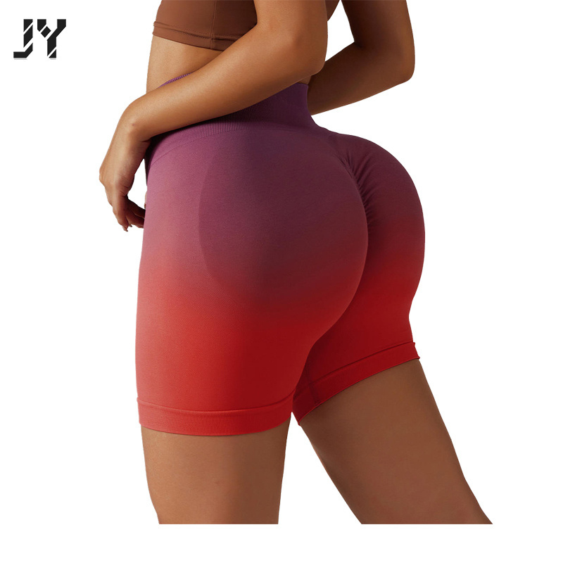 Joyyoung Women Seamless Activewear Yoga Shorts Sexy Ass High Waisted Ombre Butt Scrunch Gym Shorts