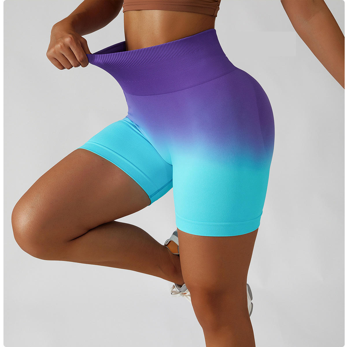 Joyyoung Women Seamless Activewear Yoga Shorts Sexy Ass High Waisted Ombre Butt Scrunch Gym Shorts