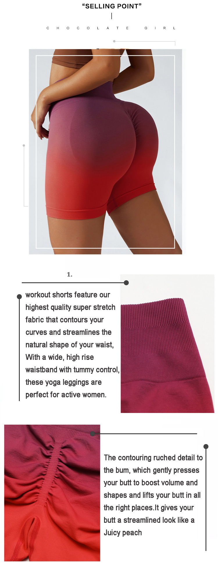 Joyyoung Women Seamless Activewear Yoga Shorts Sexy Ass High Waisted Ombre Butt Scrunch Gym Shorts