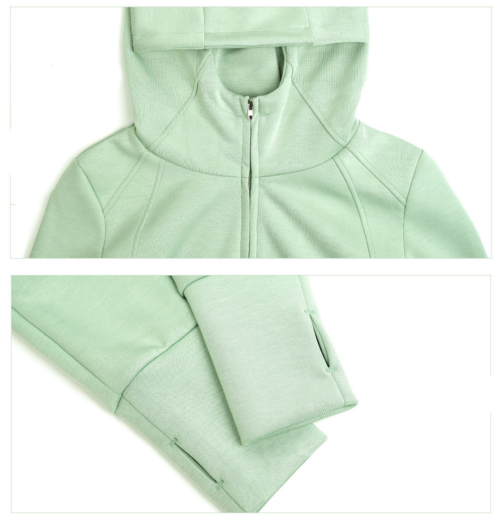 New Sportswear Long Sleeve Cropped Hoodies Casual Sports Workout Full Zip Hoodie Crop Top jacket with thumb hole