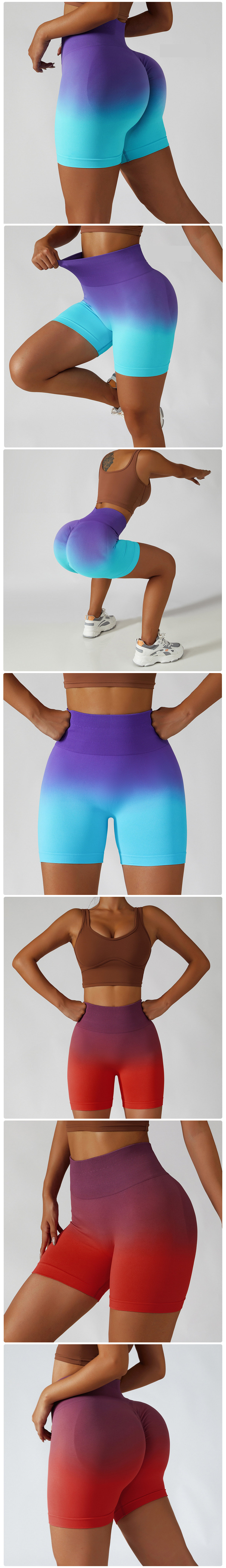 Joyyoung Women Seamless Activewear Yoga Shorts Sexy Ass High Waisted Ombre Butt Scrunch Gym Shorts