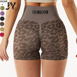 Joyyoung Active Wear High Waist Sexy Ass Leopard Print Seamless Yoga Short Womens Gym Shorts