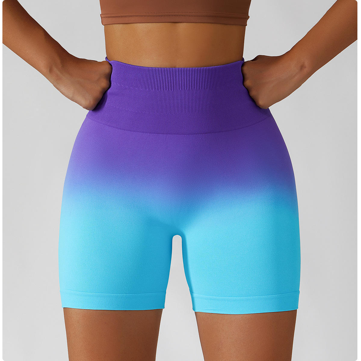 Joyyoung Women Seamless Activewear Yoga Shorts Sexy Ass High Waisted Ombre Butt Scrunch Gym Shorts