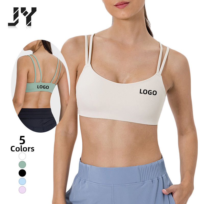 JY Ribbed Updated Gym Sports Running Shockproof Fixed Beauty Back Silicone Invisible Hot Sexy Tube Bra Vest For Women Girls