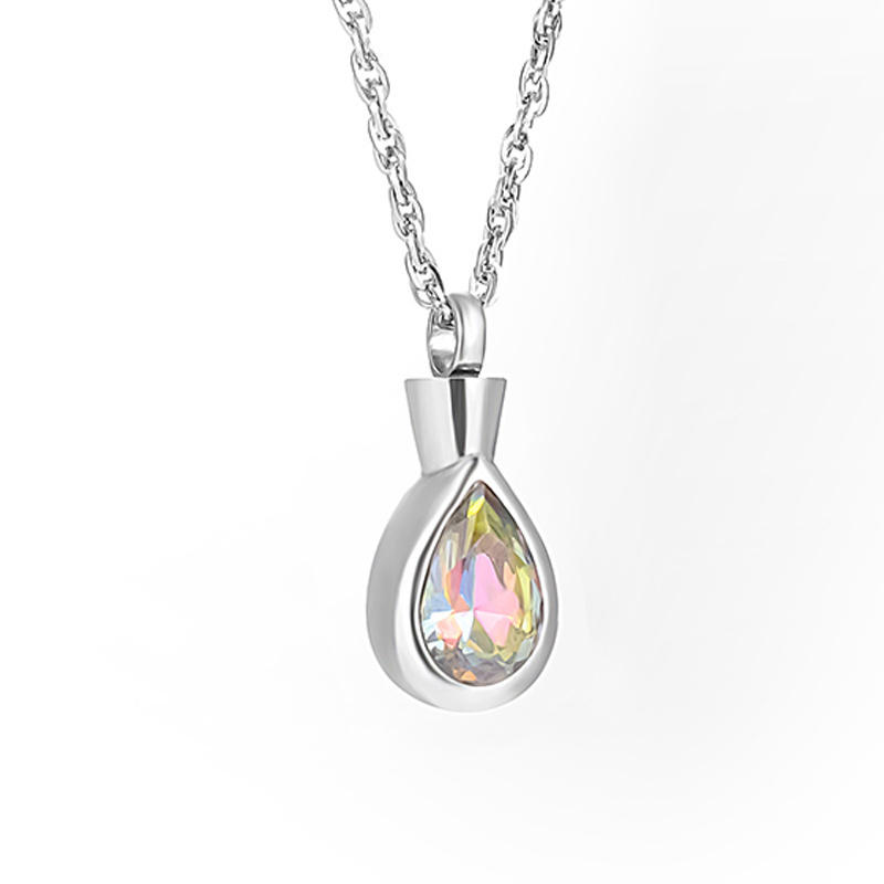 Colorful Clear Ashes Necklace Crystal Ash Pendants Tear Drop Glass Cremation Jewelry For Women