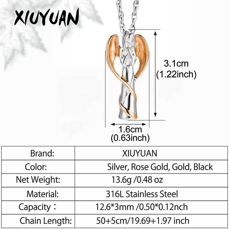 Cremation Jewelry Urn Pendant Guardian Angel Ashes Necklace