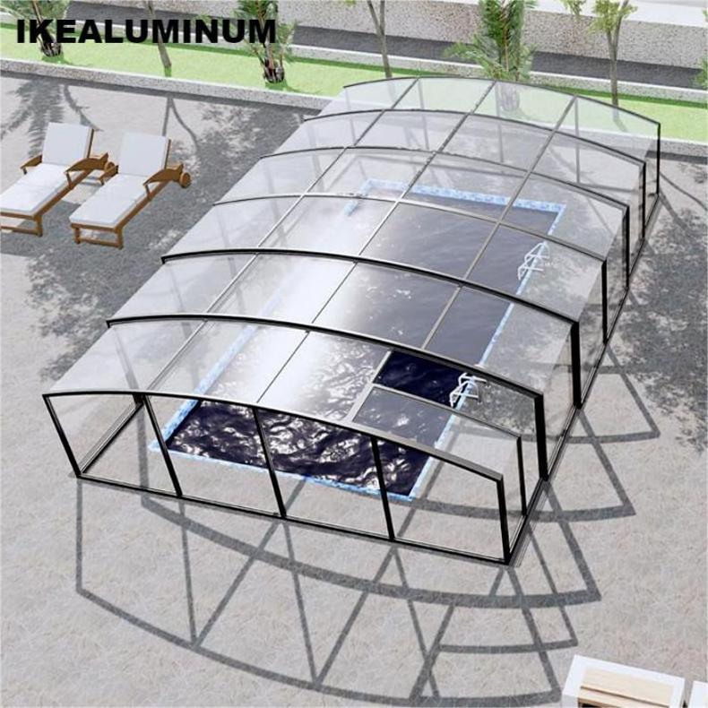 Ikealuminum 2024 Motorized pool cover swimming pool cover automatic aluminum enclosure sunroom for swimming pool