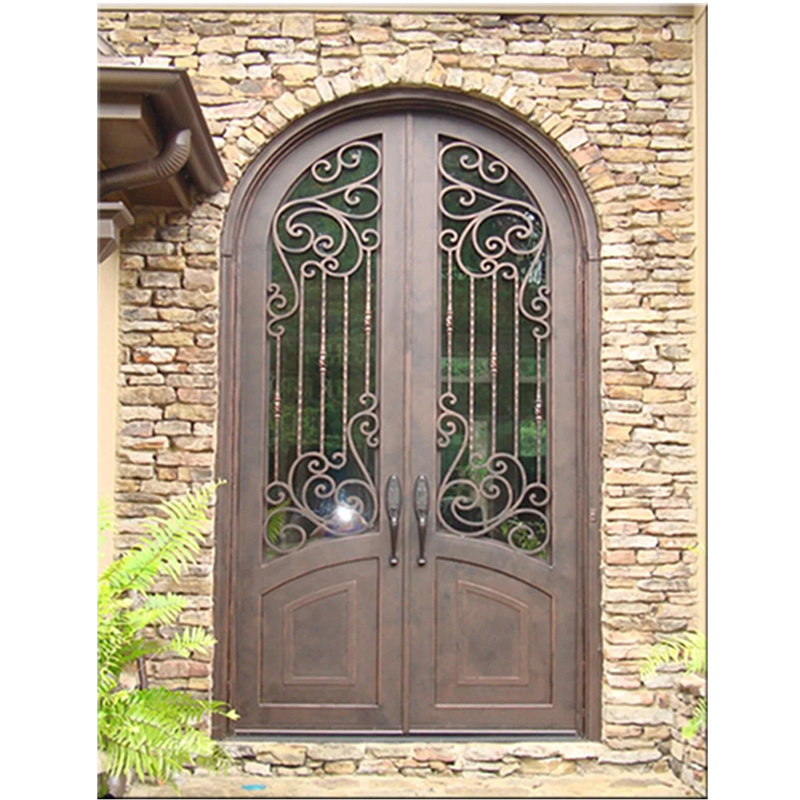 Ikealuminum 2023 iron rolling doors china nfrc waterproof sound proof iron glass door double iron glass door For house