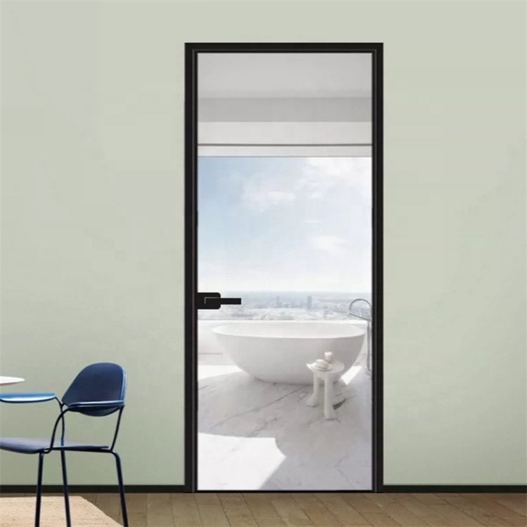 Stainless Steel Kitchen Doors Soundproof Compact Laminate Toilet Door Aluminum Double Leaf Glass  Interior Doors