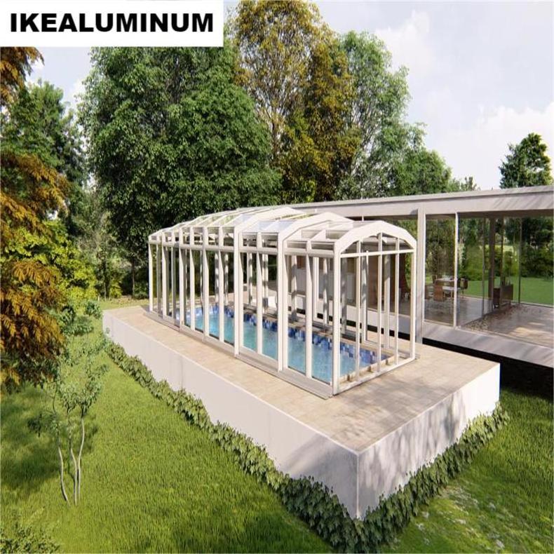 Ikealuminum 2024 Motorized pool cover swimming pool cover automatic aluminum enclosure sunroom for swimming pool