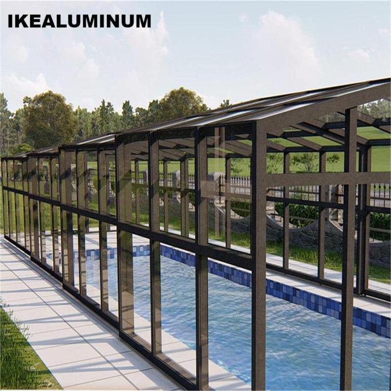 Ikealuminum 2024 Motorized pool cover swimming pool cover automatic aluminum enclosure sunroom for swimming pool