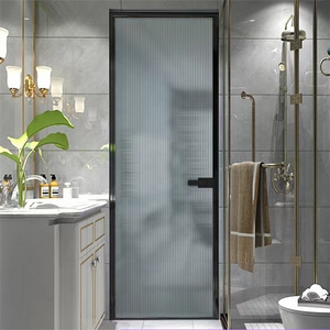 Stainless Steel Kitchen Doors Soundproof Compact Laminate Toilet Door Aluminum Double Leaf Glass  Interior Doors