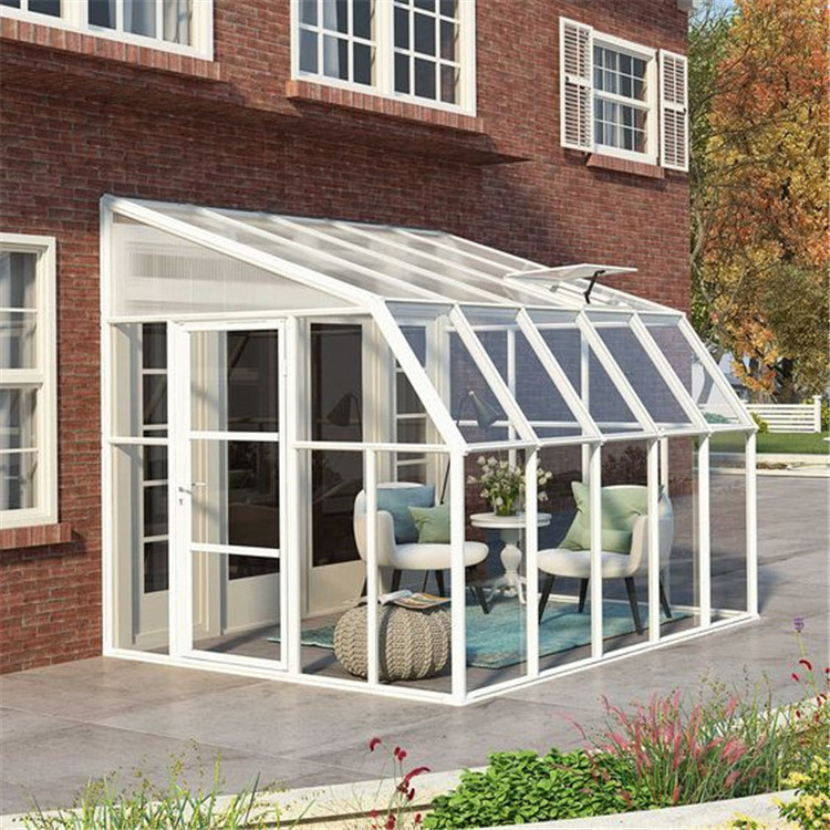 Slant Roof Winter Garden Sunroom Conservatory Aluminum Sunroom Glass House 4 Season Sunroom