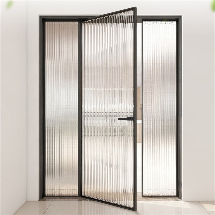 Stainless Steel Kitchen Doors Soundproof Compact Laminate Toilet Door Aluminum Double Leaf Glass  Interior Doors