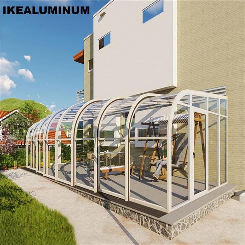 Ikealuminum Sun Shades Retractable Roof Prefab Modern Glass Houses Compound Designs For Glass Houses