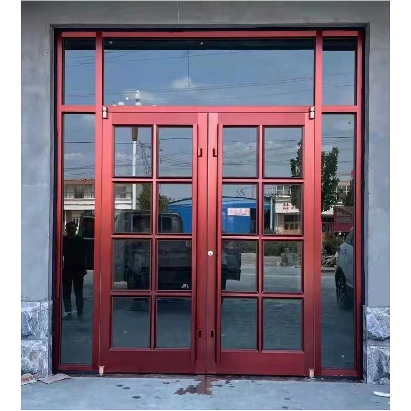 Ikealuminum 2023  modern mall entry kfc storefront double aluminum swing door for house KFC Commercial Door for House