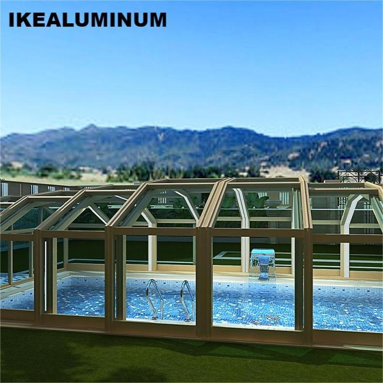 Ikealuminum 2024 Motorized pool cover swimming pool cover automatic aluminum enclosure sunroom for swimming pool