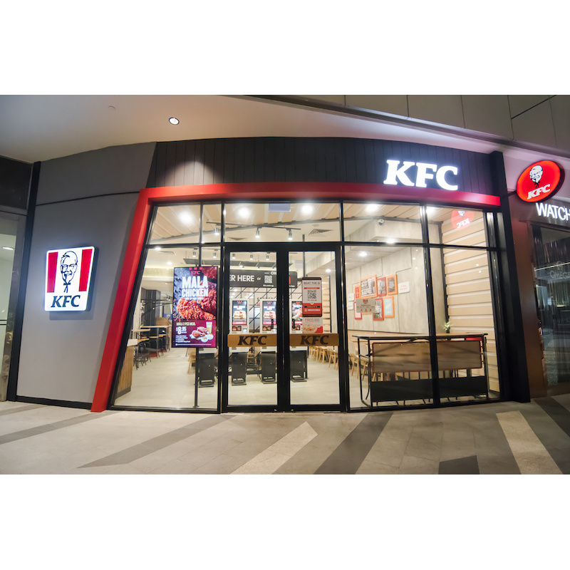 Ikealuminum 2023  modern mall entry kfc storefront double aluminum swing door for house KFC Commercial Door for House