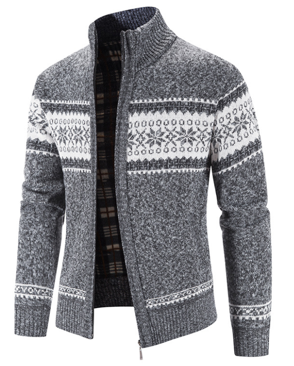 Autumn Winter New Men Sweater Color Christmas Snowflake Warm Cardigan Knit Men