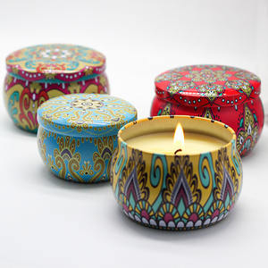 Hot Sale Private Label Luxury Gift 4 Set Metal Aroma Tin Jar Soy Wax Aromatherapy Scented Candles