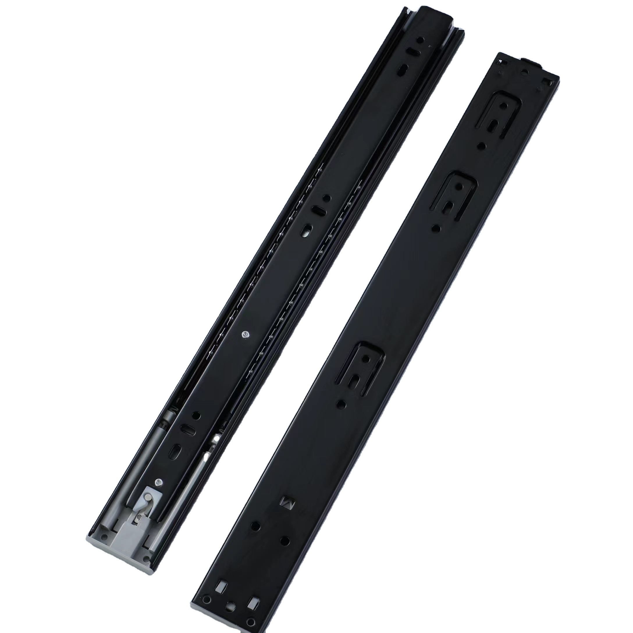 3 fold Telescopic channel slide Black ball bearing soft closing furniture hardware drawer slide