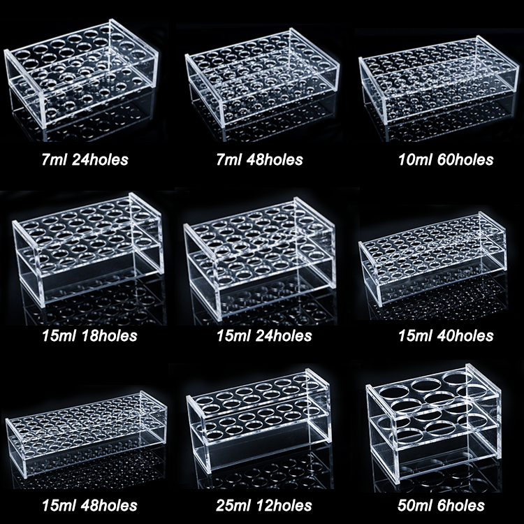 IKEME Acrylic Plexiglass Test Tube Rack 50ml Plastic Rack For Test Tube