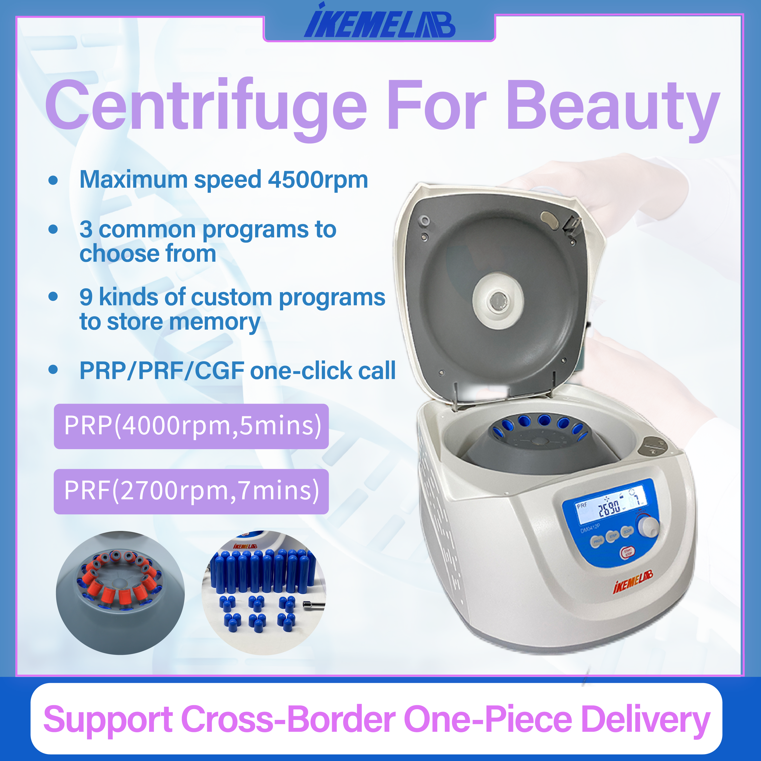 IKEME High Quality Lab Clinical Prf Prp Centrifugal Low Speed Platelet Plasma Centrifuge Blood Laboratory Centrifuge Machine