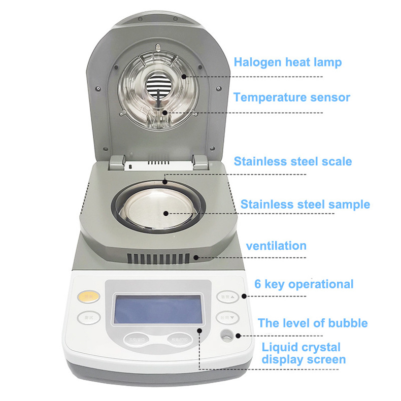 IKEME Lab Digital Hazelnut Grain Moisture Meter Halogen Digital Laboratory Grain Analyzer Soil Portable Grain Moisture Meter