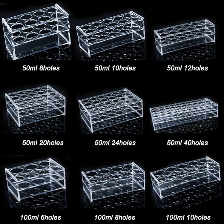 IKEME Acrylic Plexiglass Test Tube Rack 50ml Plastic Rack For Test Tube